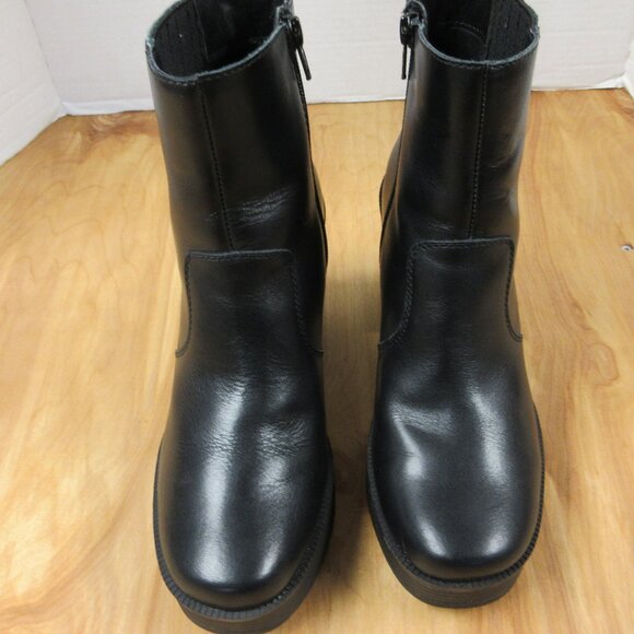 HOUSE OF HARLOW 1960 Hawthorne Black Leather Ankle Boot Size 9 Platform Bootie - Picture 3 of 16